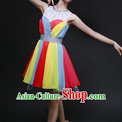 Chinese Modern Dance Costume Traditional Opening Dance Bubble Dress for Women