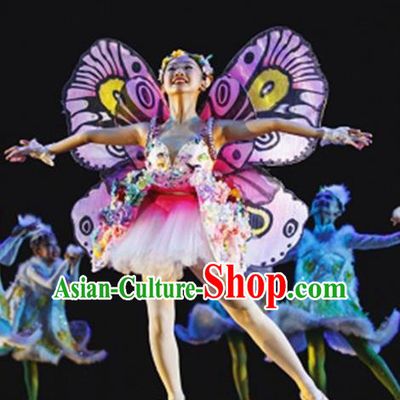 Chinese Modern Dance Stage Performance Costume Traditional Butterfly Dance Dress for Kids