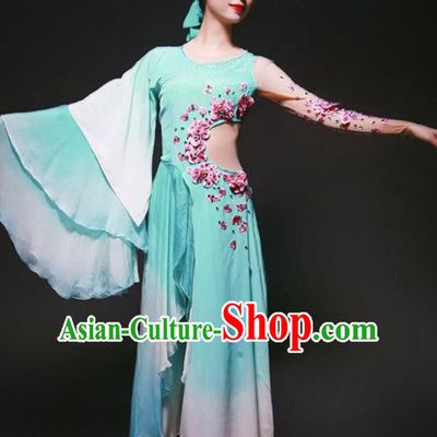 Chinese Classical Dance Stage Performance Costume Traditional Opening Dance Blue Dress for Women