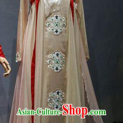 Chinese Classical Dance Stage Performance Costume Traditional Peri Dance Apricot Dress for Women
