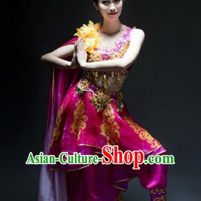 Indian Traditional Dance Costume Oriental Belly Dance Rosy Dress for Women