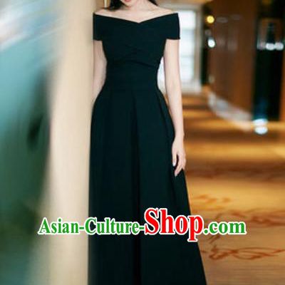 Top Grade Compere Stage Performance Black Dress Modern Dance Costume for Women