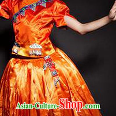 Chinese Yao Nationality Stage Performance Costume Traditional Ethnic Minority Red Clothing for Kids