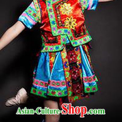 Chinese Kelao Nationality Stage Performance Costume Traditional Ethnic Minority Clothing for Kids