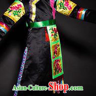 Chinese Tu Nationality Ethnic Costume Traditional Minority Folk Dance Stage Performance Clothing for Kids