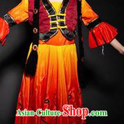 Chinese Tajik Nationality Ethnic Stage Performance Costume Traditional Minority Folk Dance Clothing for Kids