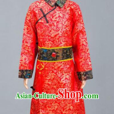 Chinese Manchu Nationality Ethnic Costume Traditional Minority Folk Dance Stage Performance Clothing for Men