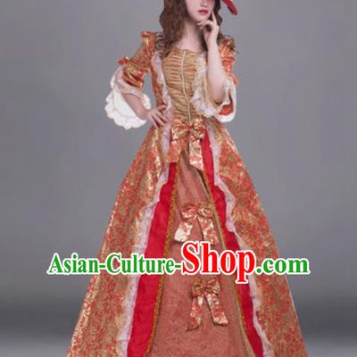 Top Grade European Court Red Dress Modern Dance England Queen Costume for Women