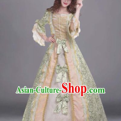 Top Grade European Traditional Court Green Dress Modern Dance England Queen Costume for Women