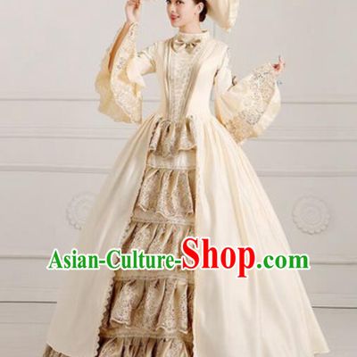 Top Grade European Traditional Court Golden Dress Modern Dance England Queen Costume for Women