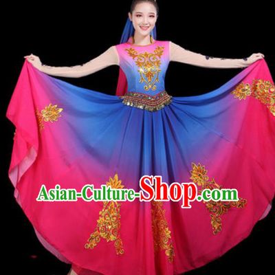 Traditional Chinese Minority Ethnic Dance Dress Uyghur Nationality Stage Performance Costume for Women