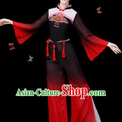 Traditional Chinese Yangko Group Dance Black Clothing Folk Dance Fan Dance Stage Performance Costume for Women
