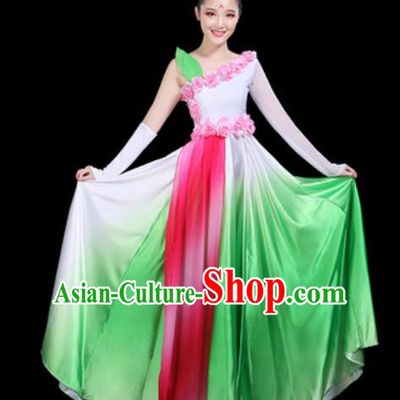 Traditional Chinese Spring Festival Gala Opening Dance Green Dress Modern Dance Stage Performance Costume for Women