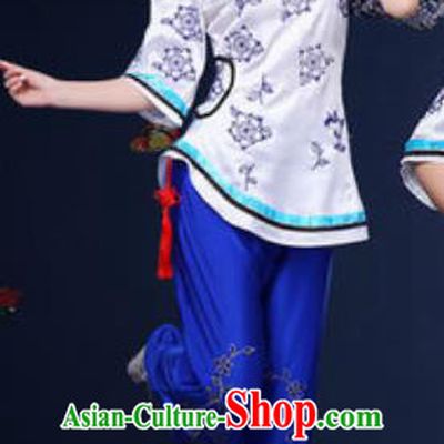Traditional Chinese Fan Dance Clothing Folk Dance Yangko Stage Performance Costume for Women