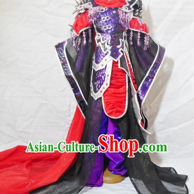 Traditional Chinese Han Dynasty Female General Purple Hanfu Dress Ancient Swordswoman Embroidered Costume for Women