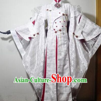 Traditional Chinese Cosplay Taoist Nun White Hanfu Dress Ancient Swordswoman Embroidered Costume for Women