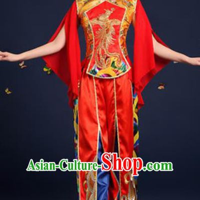 Traditional Chinese Drum Dance Red Clothing Folk Dance Yangko Stage Performance Costume for Women
