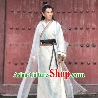 Chinese Ancient Swordsman Song Qingshu Drama Heavenly Sword Dragon Slaying Saber Historical Costume for Men
