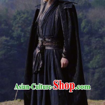 Heavenly Sword Dragon Slaying Saber Chinese Ancient Swordsman Black Historical Costume for Men