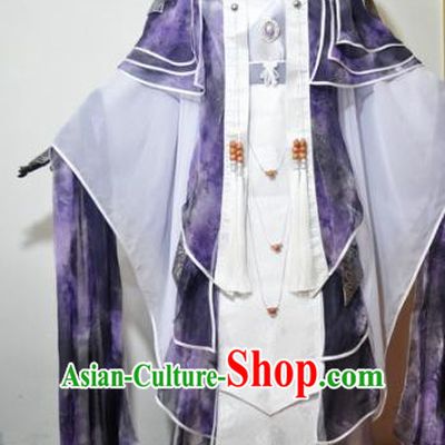 Traditional Chinese Cosplay Palace Queen Purple Hanfu Dress Ancient Swordswoman Embroidered Costume for Women