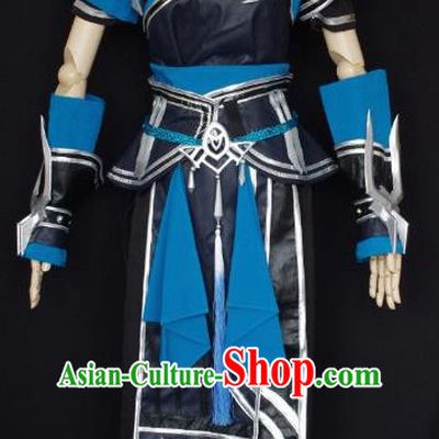 Traditional Chinese Cosplay Kawaler Blue Hanfu Clothing Ancient Swordsman Embroidered Costume for Men