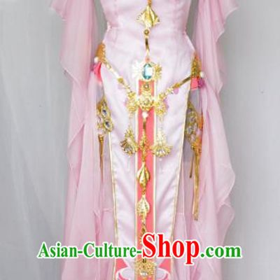 Traditional Chinese Cosplay Swordswoman Pink Hanfu Dress Ancient Heroine Embroidered Costume for Women