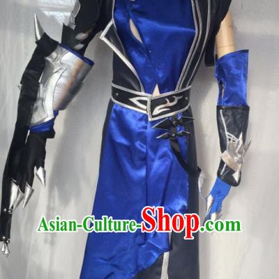 Traditional Chinese Cosplay Kawaler Royalblue Hanfu Clothing Ancient Swordsman Embroidered Costume for Men