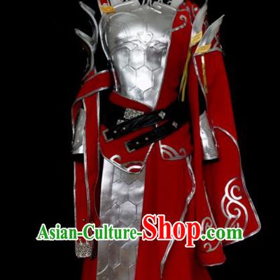 Traditional Chinese Cosplay Kawaler Red Hanfu Clothing Ancient Swordsman Embroidered Costume for Men