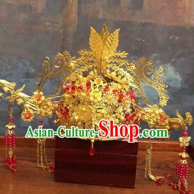 Traditional Chinese Ming Dynasty Queen Hairpins Phoenix Coronet Handmade Ancient Palace Hair Accessories for Women