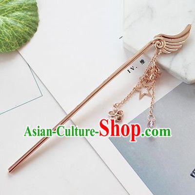 Traditional Chinese Handmade Hair Accessories Ancient Swordswoman Golden Wing Hairpins for Women