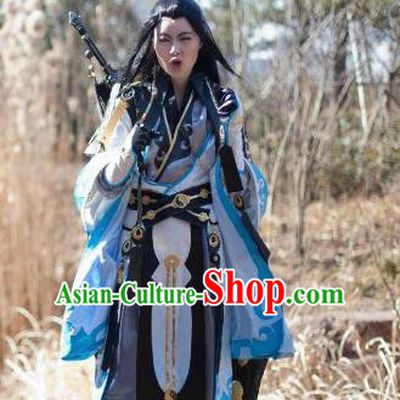 Traditional Chinese Cosplay Taoist Priest Clothing Ancient Swordsman Embroidered Costume for Men