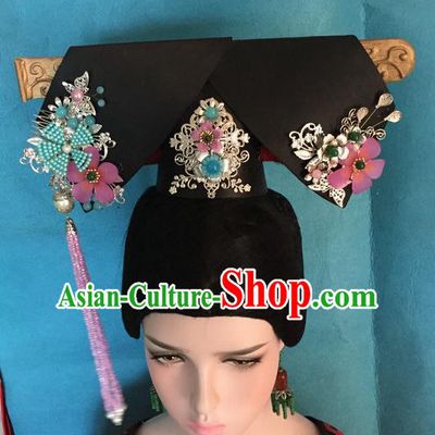 Traditional Chinese Qing Dynasty Imperial Consort Phoenix Headwear Ancient Manchu Lady Hair Accessories for Women