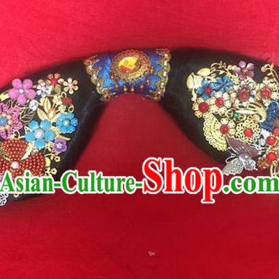 Traditional Chinese Qing Dynasty Princess Headwear Ancient Manchu Lady Hair Accessories for Women
