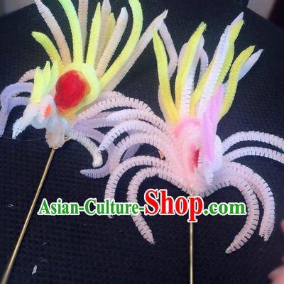 Traditional Chinese Handmade Palace Hair Accessories Ancient Qing Dynasty Velvet Flower Hairpins for Women