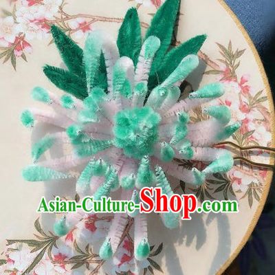 Traditional Chinese Qing Dynasty Velvet Chrysanthemum Hairpins Handmade Ancient Palace Hair Accessories for Women