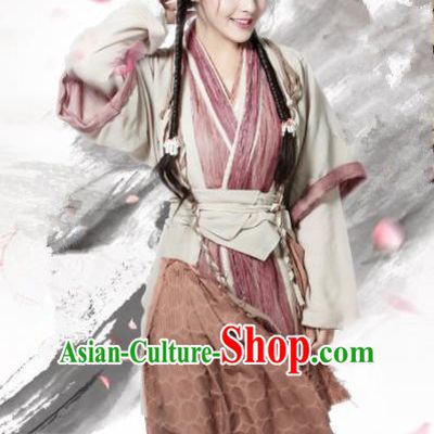Chinese Ancient Yuan Dynasty Swordswoman Hanfu Dress Drama Heavenly Sword Dragon Slaying Saber Xiao Zhao Historical Costume for Women