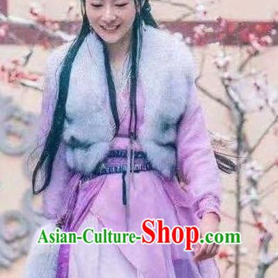 Chinese Ancient Nobility Lady Hanfu Dress Heavenly Sword Dragon Slaying Saber Swordswoman Zhu Jiuzhen Historical Costume for Women