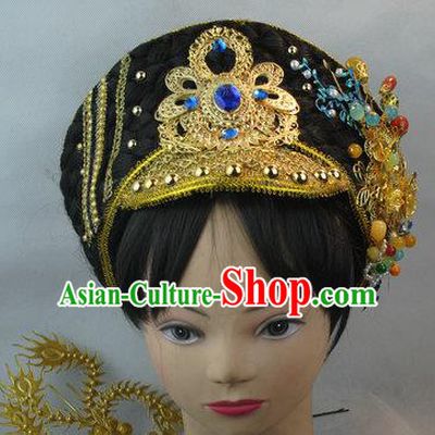 Traditional Chinese Qing Dynasty Manchu Imperial Concubine Hat Headwear Ancient Palace Lady Hair Accessories for Women