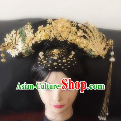 Chinese Traditional Qing Dynasty Princess Phoenix Coronet Headwear Ancient Palace Lady Hair Accessories for Women