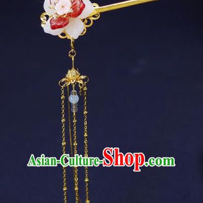 Traditional Chinese Wedding Tassel Step Shake Peach Blossom Hairpins Handmade Ancient Bride Hair Accessories for Women