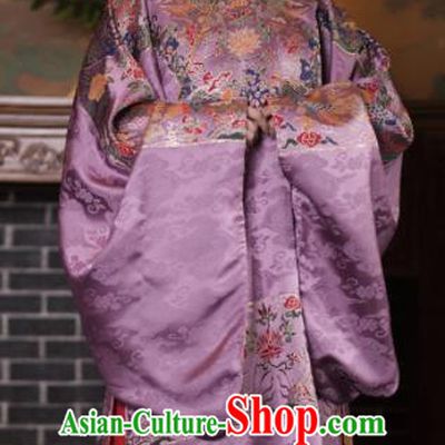 Chinese Ancient Ming Dynasty Princess Purple Hanfu Dress Traditional Court Lady Embroidered Historical Costume for Women