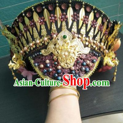 Traditional Chinese Handmade Qing Dynasty Queen Hat Hairpins Ancient Imperial Consort Hair Accessories for Women