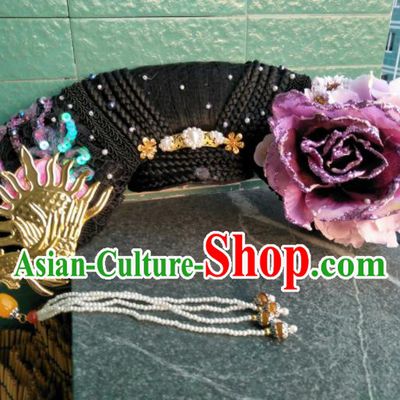 Traditional Chinese Handmade Qing Dynasty Manchu Queen Phoenix Headwear Hairpins Ancient Imperial Consort Hair Accessories for Women
