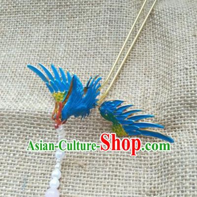 Traditional Chinese Handmade Ancient Qing Dynasty Imperial Consort Phoenix Hairpins Hair Clip Headwear Hair Accessories for Women