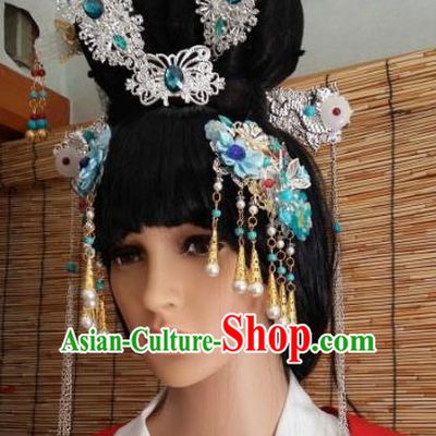 Traditional Chinese Handmade Ancient Tang Dynasty Imperial Consort Tassel Hairpins Hair Clips Headwear Hair Accessories for Women