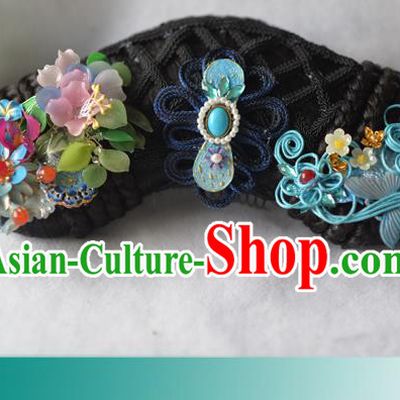 Traditional Chinese Qing Dynasty Manchu Princess Headwear Hairpins Ancient Handmade Queen Hair Accessories for Women