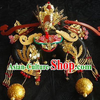 Traditional Chinese Handmade Tang Dynasty Queen Phoenix Coronet Hairpins Ancient Imperial Empress Hair Accessories for Women