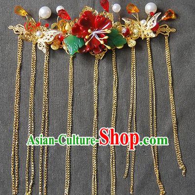 Handmade Chinese Ancient Wedding Tassel Step Shake Hairpins Headwear Hair Accessories for Women