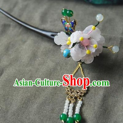 Handmade Chinese Ancient Princess Cloisonne Butterfly Lotus Hairpins Headwear Hair Accessories for Women