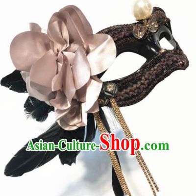 Top Halloween Stage Show Accessories Brazilian Carnival Catwalks Feather Face Mask for Women